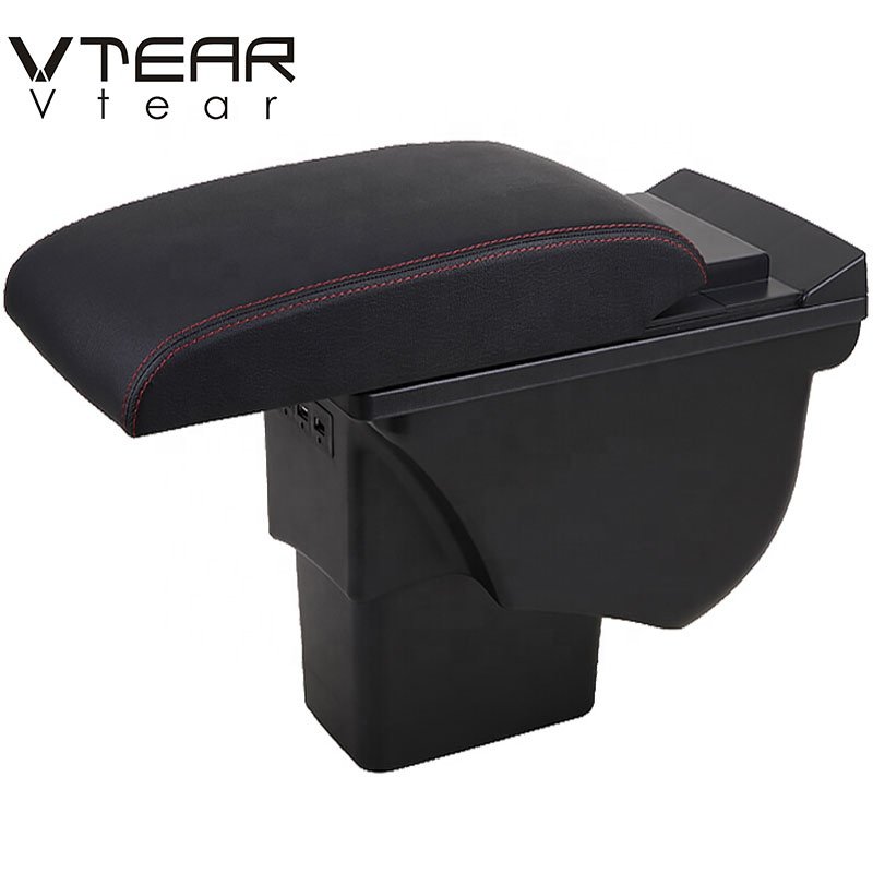 Vtear for Kia Soul Armrest Box USB Charging Heighten Double Layer Storage Box Central Store Content Arm Rest Box Car Accessories