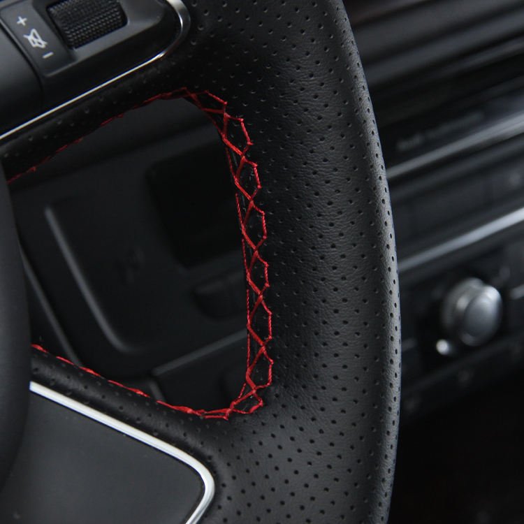 Four seasons general hand-sewn steering wheel cover sweat-absorbent breathable for Audi a6L