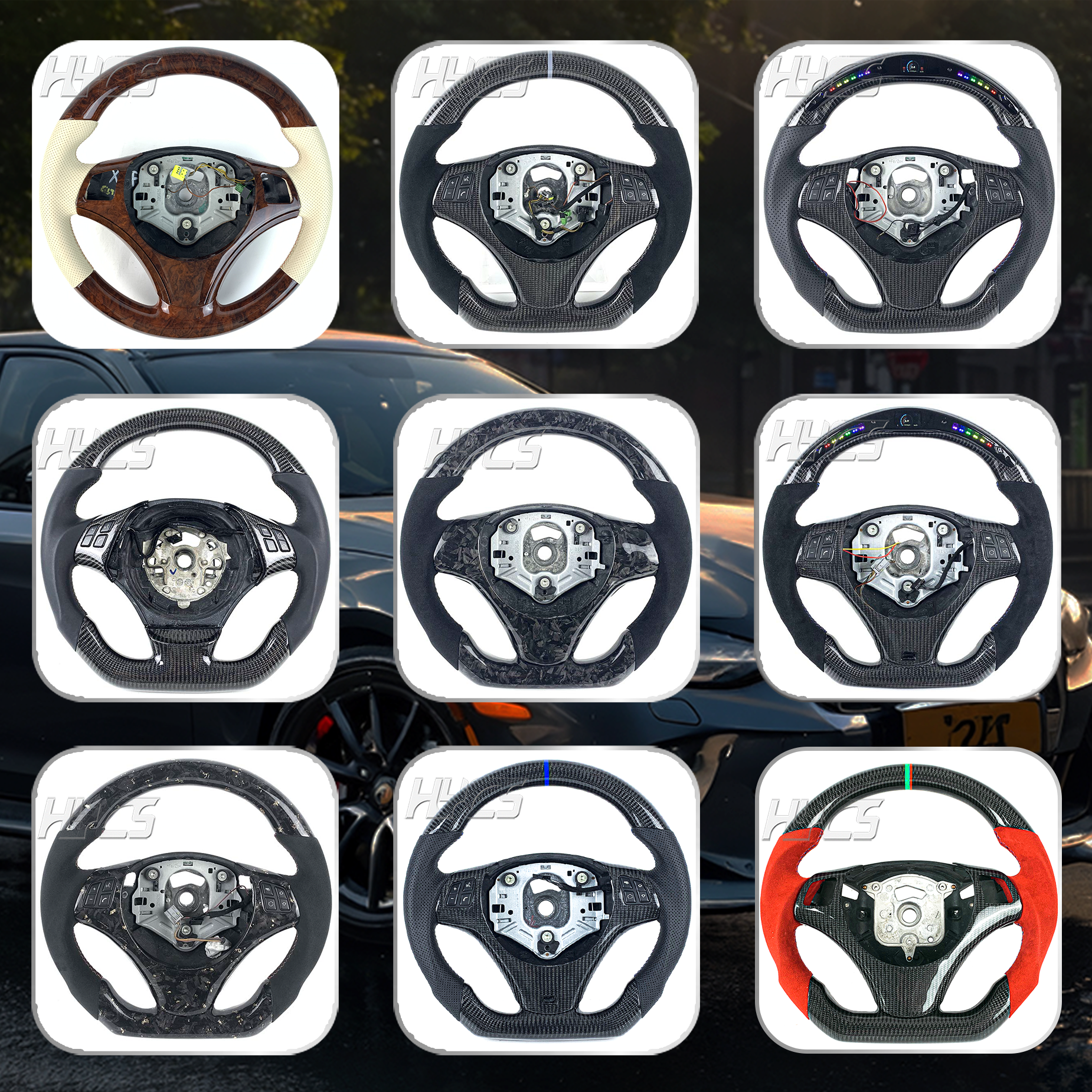 Custom car Alcantara carbon fiber steering wheel suitable for BMW E60 E61 E62 E63 E64 5 Series 6 Series