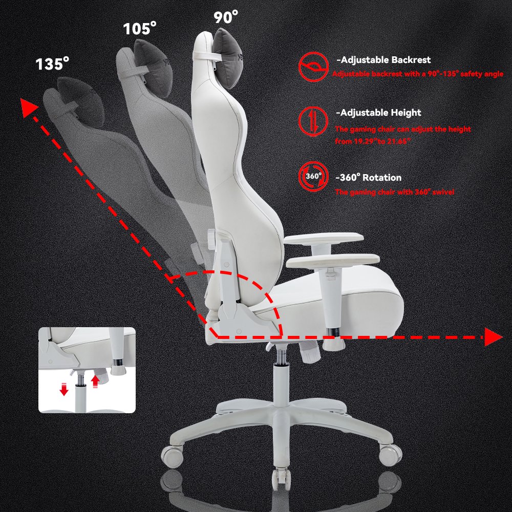 Cheap Adjustment Swivel Rocker Comfortable Reclining Ergonomic Computer White Gaming Chair