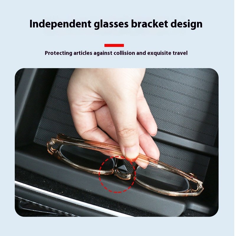 Double Layer Armrest Storage Box for Tesla Model Y Eco-friendly ABS Front Cup Holder Safe Positioned Console Storage Supplies