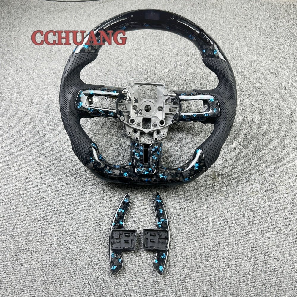 Factory customized for 2015-2023 Mustang LED display forged carbon fiber steering wheel retains heating function