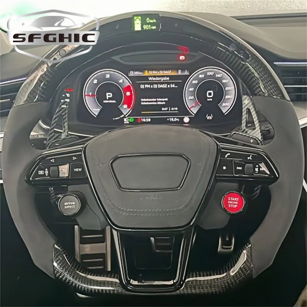 Factory Direct Sales With Start Button S-Line Carbon Fiber LED Steering Wheel For Audi TT R8 A4 A5 B8 B9 S4 RS6 A6 C7 RS Q5 Q6