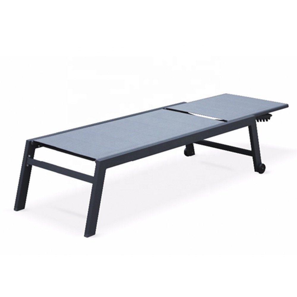 Aluminum Frame Padded Sun Lounger Outdoor Chaise Lounge Furniture With Adjustable Back