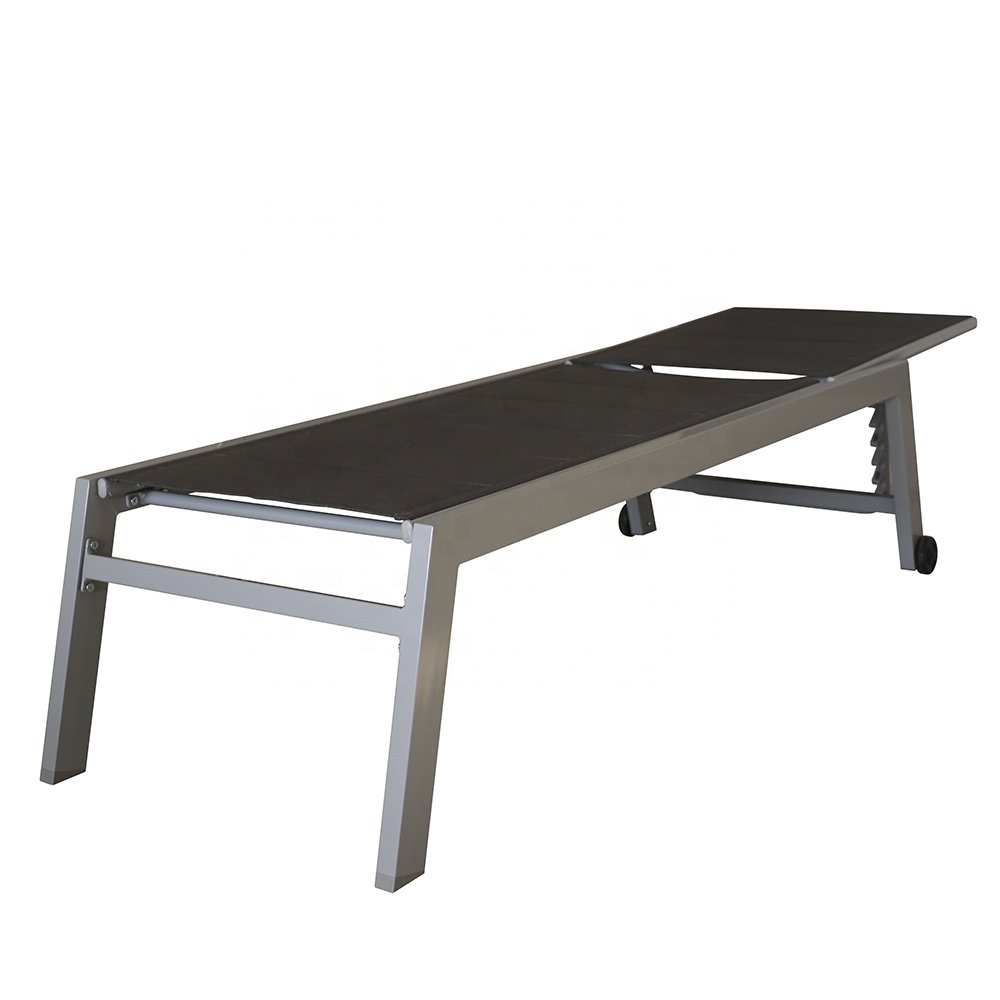 Aluminum Frame Padded Sun Lounger Outdoor Chaise Lounge Furniture With Adjustable Back