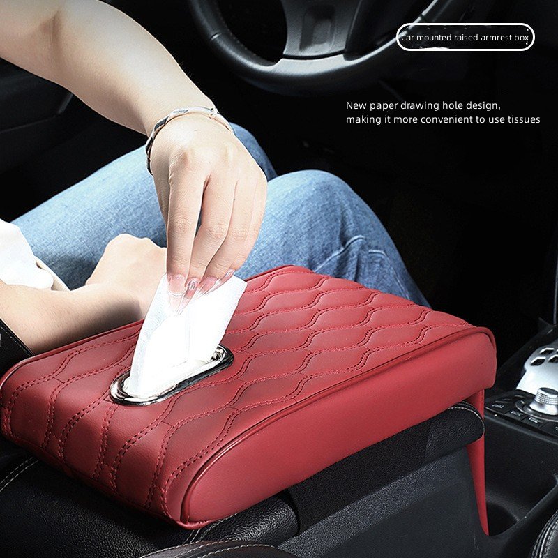 Memory Foam Extender Protector Tissue Holder Facial Napkin Holder With Pocket Leather Armrest Cushion Mat Car Center Console Box