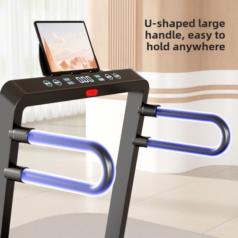 U-Shaped LCD Screen Security Armrest Small Silent Foldable Electric Walking Climbing Machine Home Indoor Fitness Running Machine
