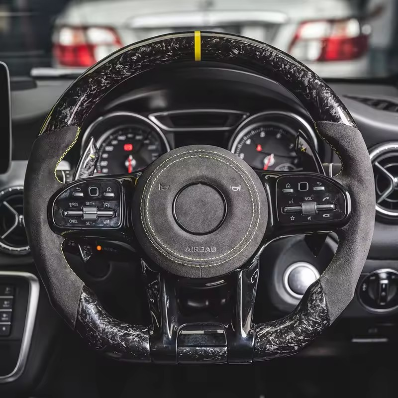 Custom Forged Carbon Fiber Racing Lenkrad Half Alcantara Steering Wheel for Mercedes Benz W205 W213 W222 X290 W463 CLA M4 M5