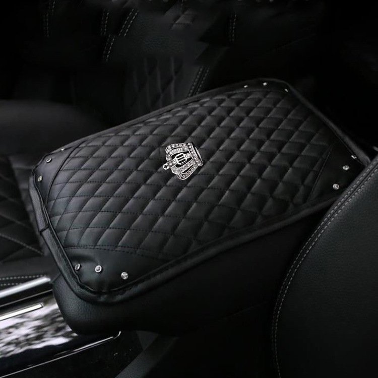 Car Armrest Box Cover Female Crown Rhinestone Armrest Box Cover General Type Walking Box Cushion Car Interior Set
