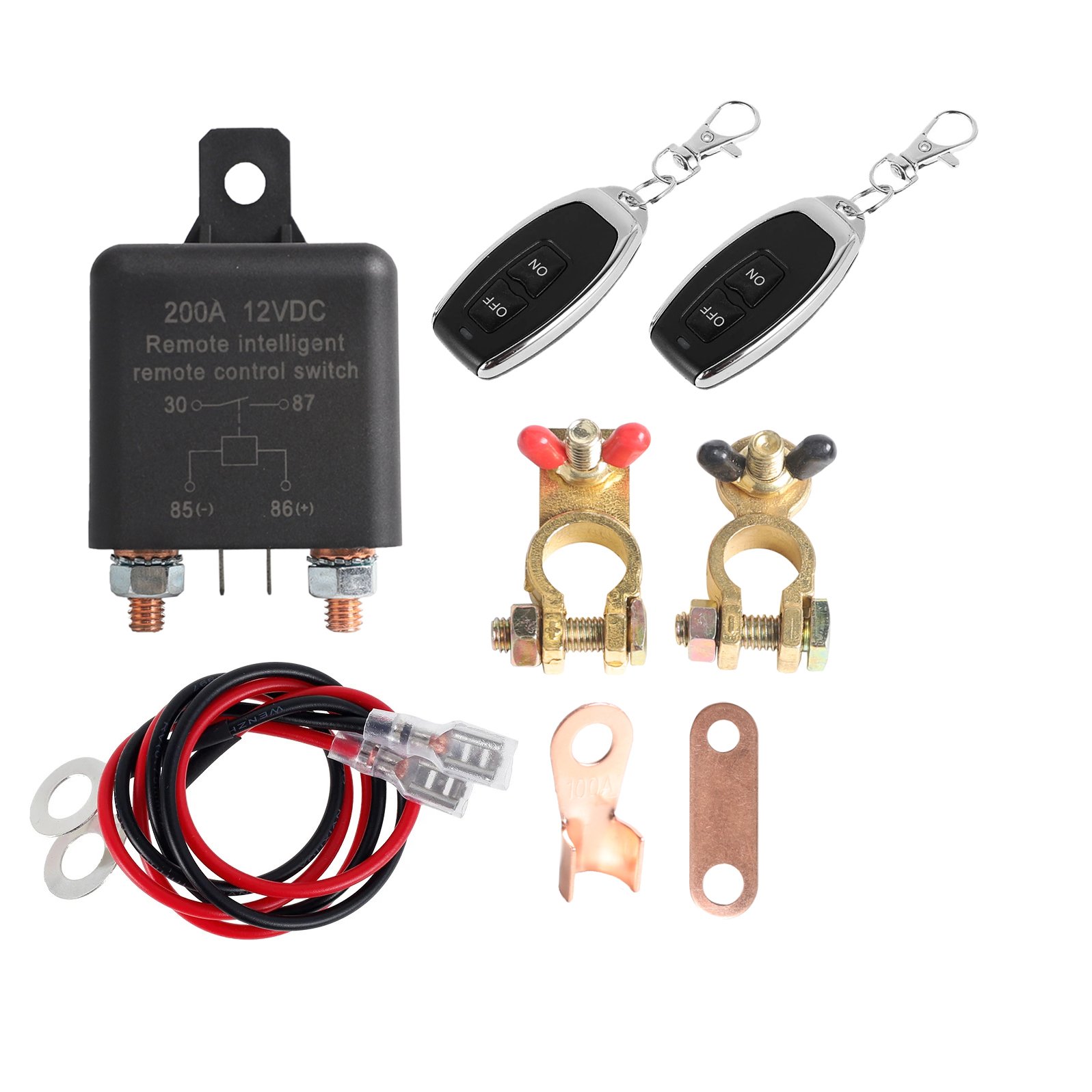 Wireless Key Relay Switch 200A DC Remote Control Battery Switch for Auto Truck Pickup Jets