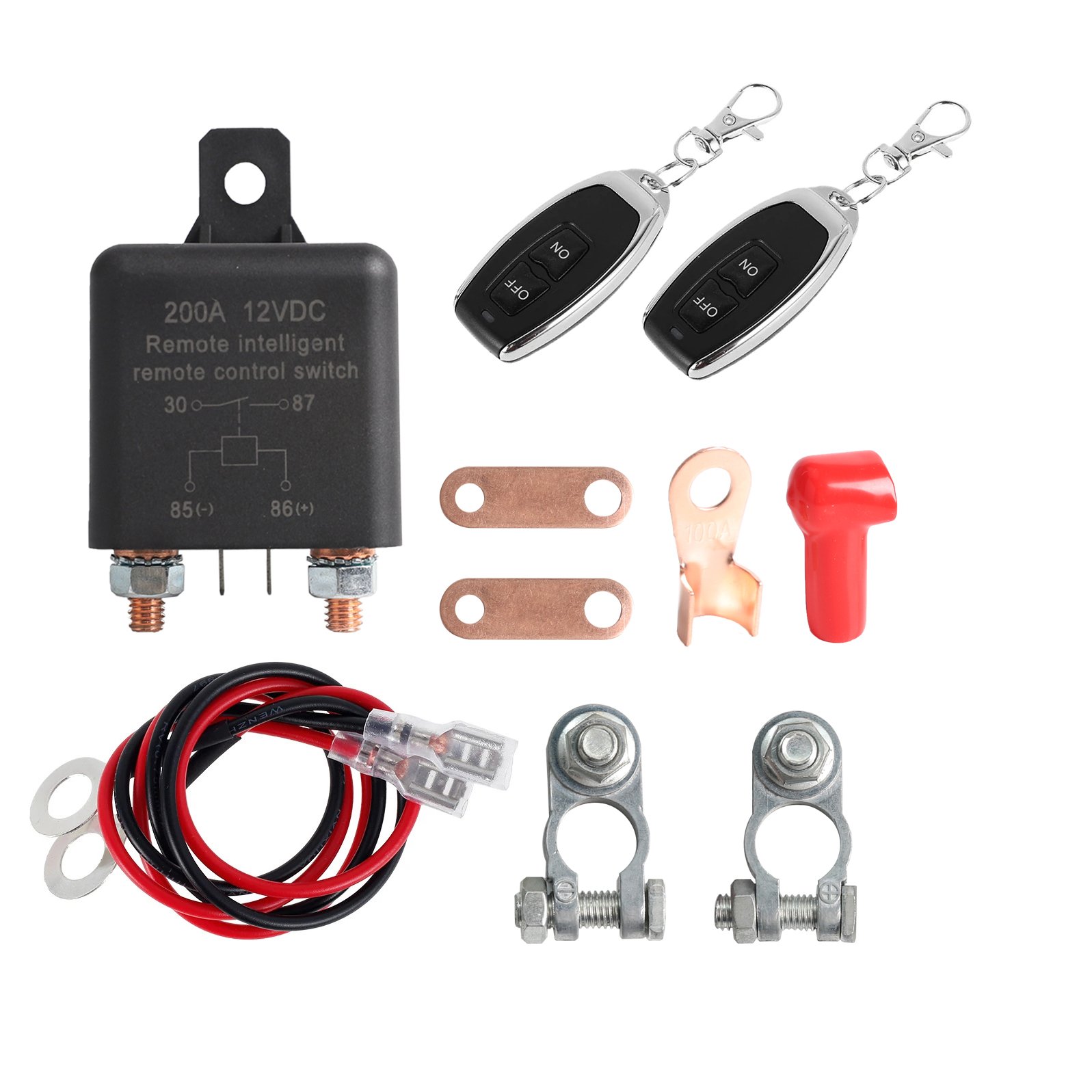 Wireless Key Relay Switch 200A DC Remote Control Battery Switch for Auto Truck Pickup Jets