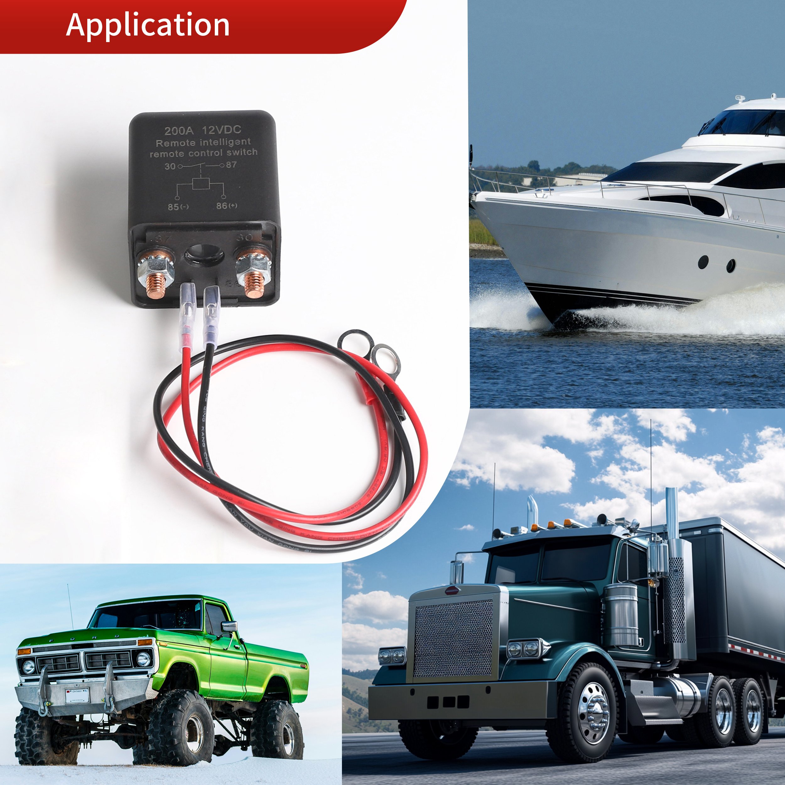 Wireless Key Relay Switch 200A DC Remote Control Battery Switch for Auto Truck Pickup Jets
