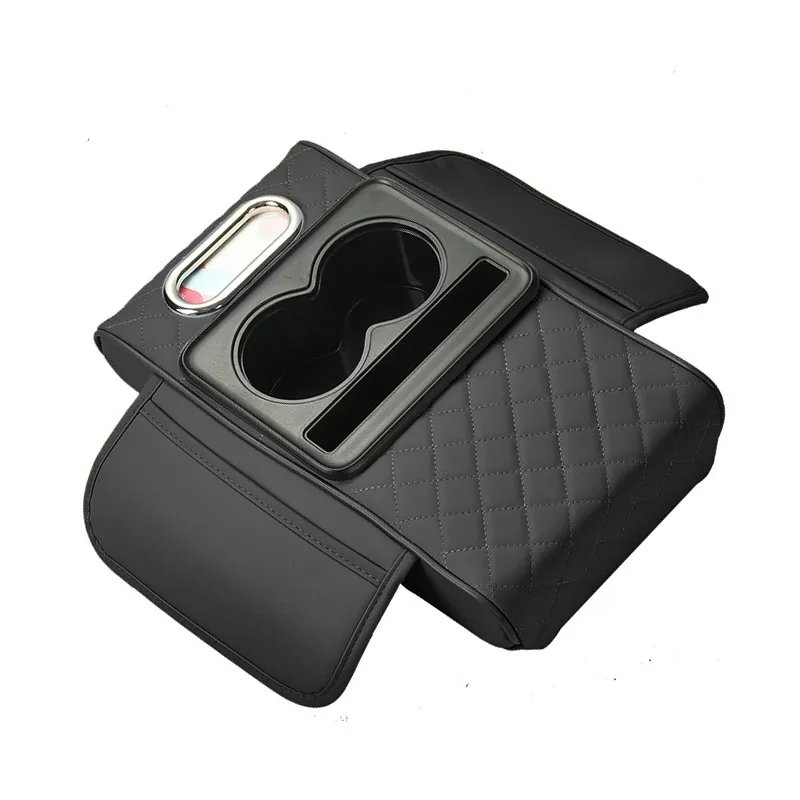 Wholesale Car Armrest Pillow on Center Console With Storage Bag Leather Hand Rest Support Cushion Tissue Box
