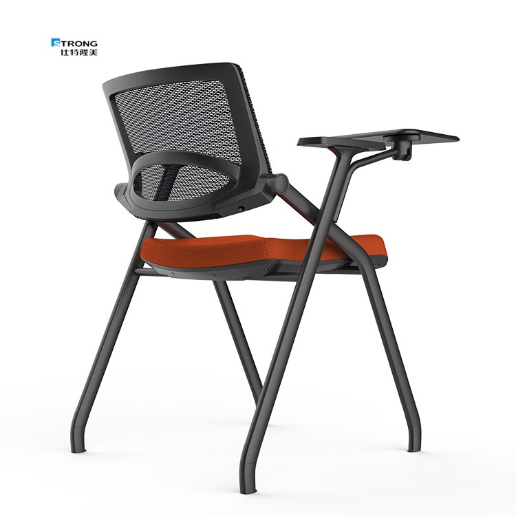 Spot Wholesale Upholstered Low Back Office Foldable Mesh Training Chair With Writing Table