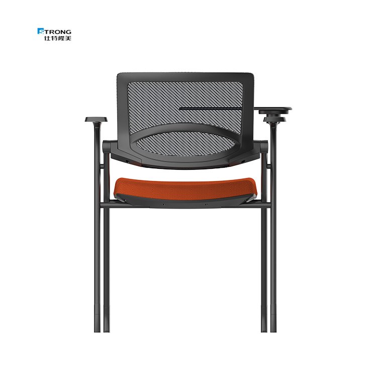 Spot Wholesale Upholstered Low Back Office Foldable Mesh Training Chair With Writing Table