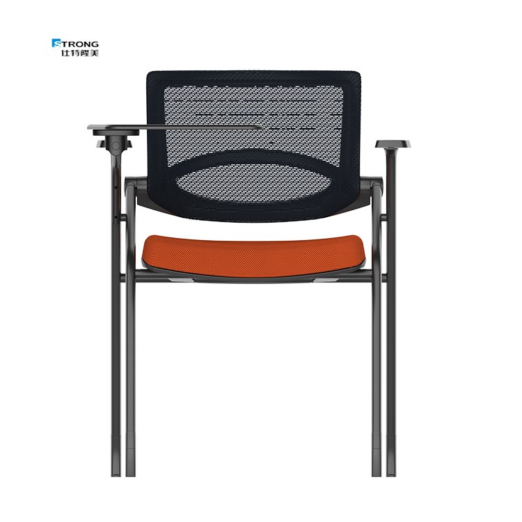 Spot Wholesale Upholstered Low Back Office Foldable Mesh Training Chair With Writing Table