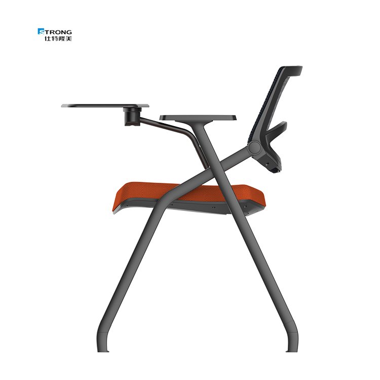 Spot Wholesale Upholstered Low Back Office Foldable Mesh Training Chair With Writing Table