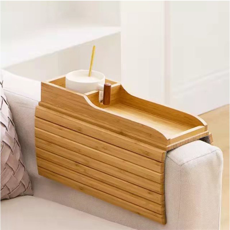 Bamboo Couch Armrest Tray Anti Slip Armrest Organizer Couch Cup Holder Sofa Arm Tray Caddy