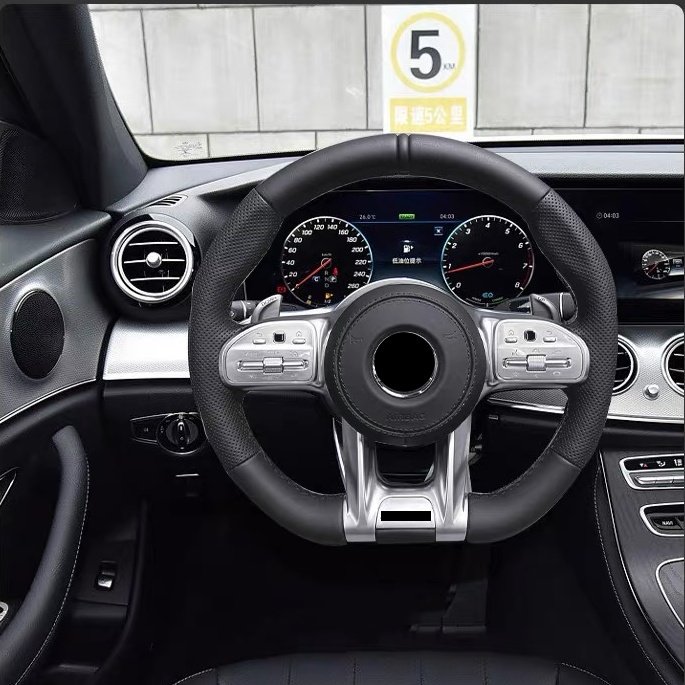 Racing Car Black leather carbon steering wheel for W213 steering wheel w211 c class w204 w205 gls s class w221 w222