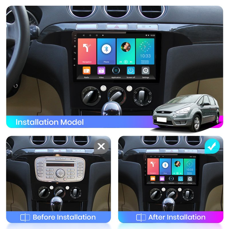 Car Radio For Ford S-Max S Max 2007-2008 9 Inch 2 Din 4G Carplay Android Multimedia Player Navigation Head Unit Autoradio BT