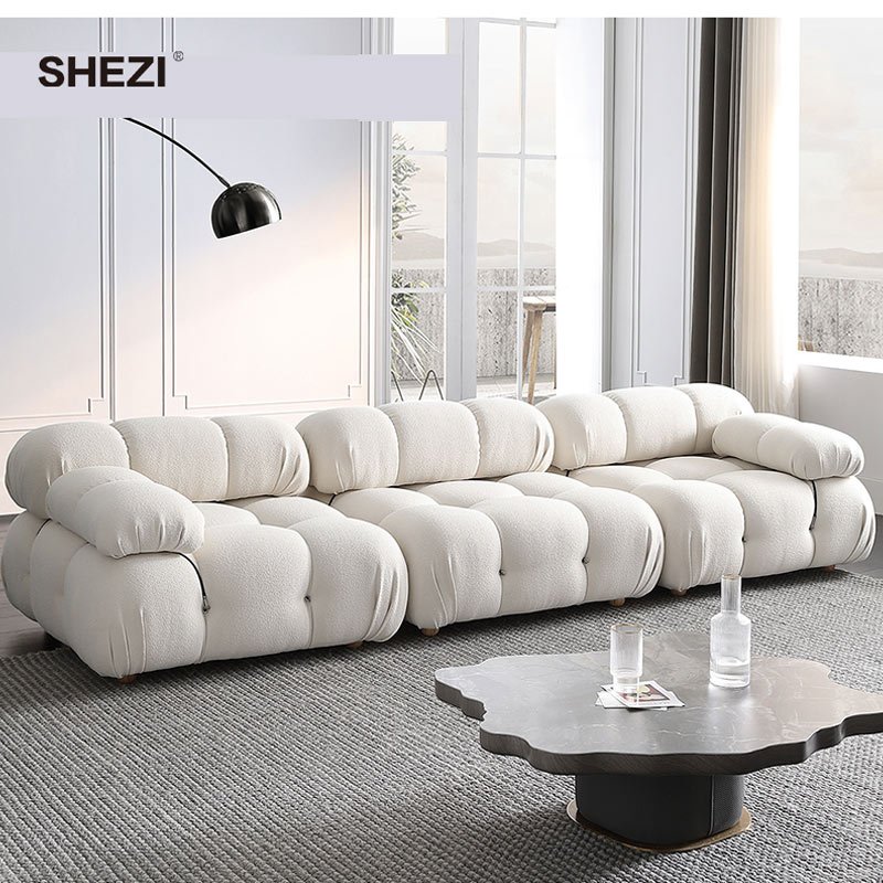 SHEZI Custom Color Home Technology Fabric Luxury Sofa Velvet Modular Living Room Furniture Modern Sectional Sofa Compressed Sofa
