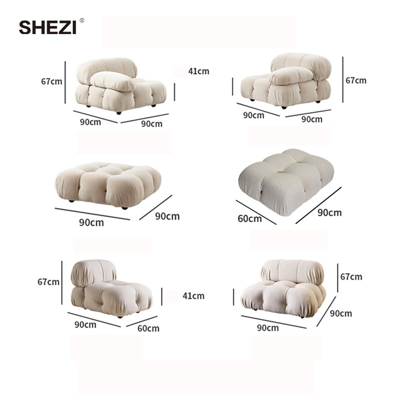 SHEZI Custom Color Home Technology Fabric Luxury Sofa Velvet Modular Living Room Furniture Modern Sectional Sofa Compressed Sofa