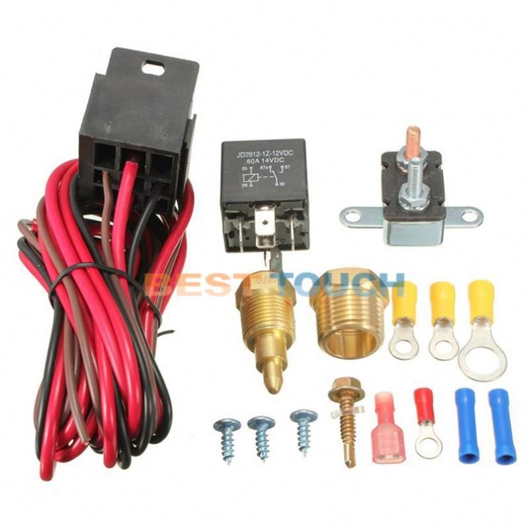 3/8'' 18 NPT 210-195 Degree 4 Pins Auto Cooling Fan 4 Pins Relay Kit