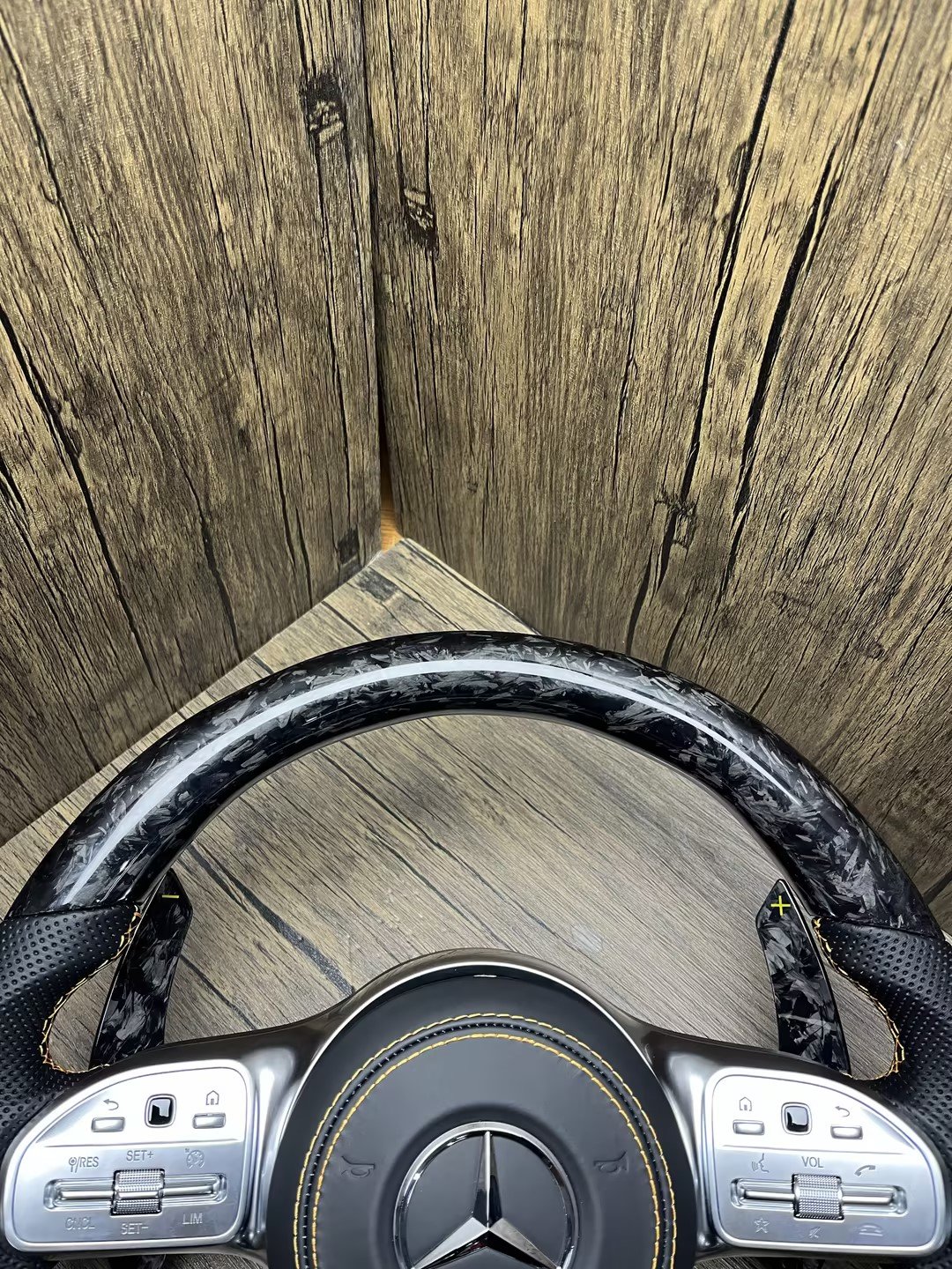 Modified LED Carbon Fiber Steering Wheel for benzs AMG GT With Perforated Leather Steering Wheel