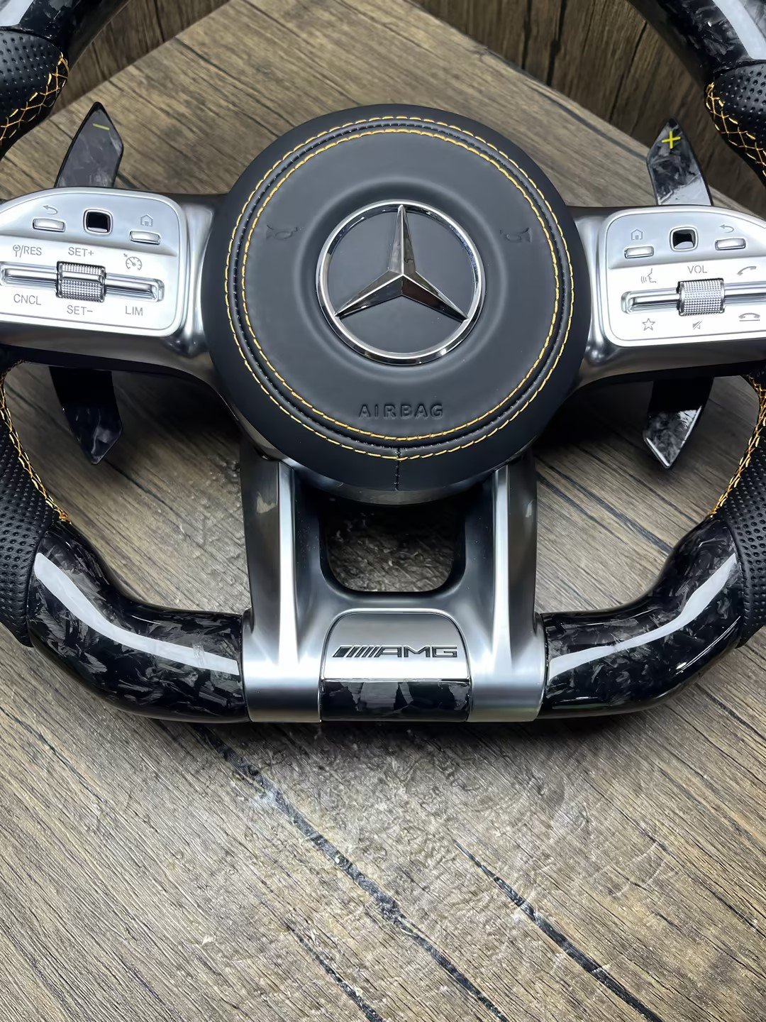 Modified LED Carbon Fiber Steering Wheel for benzs AMG GT With Perforated Leather Steering Wheel