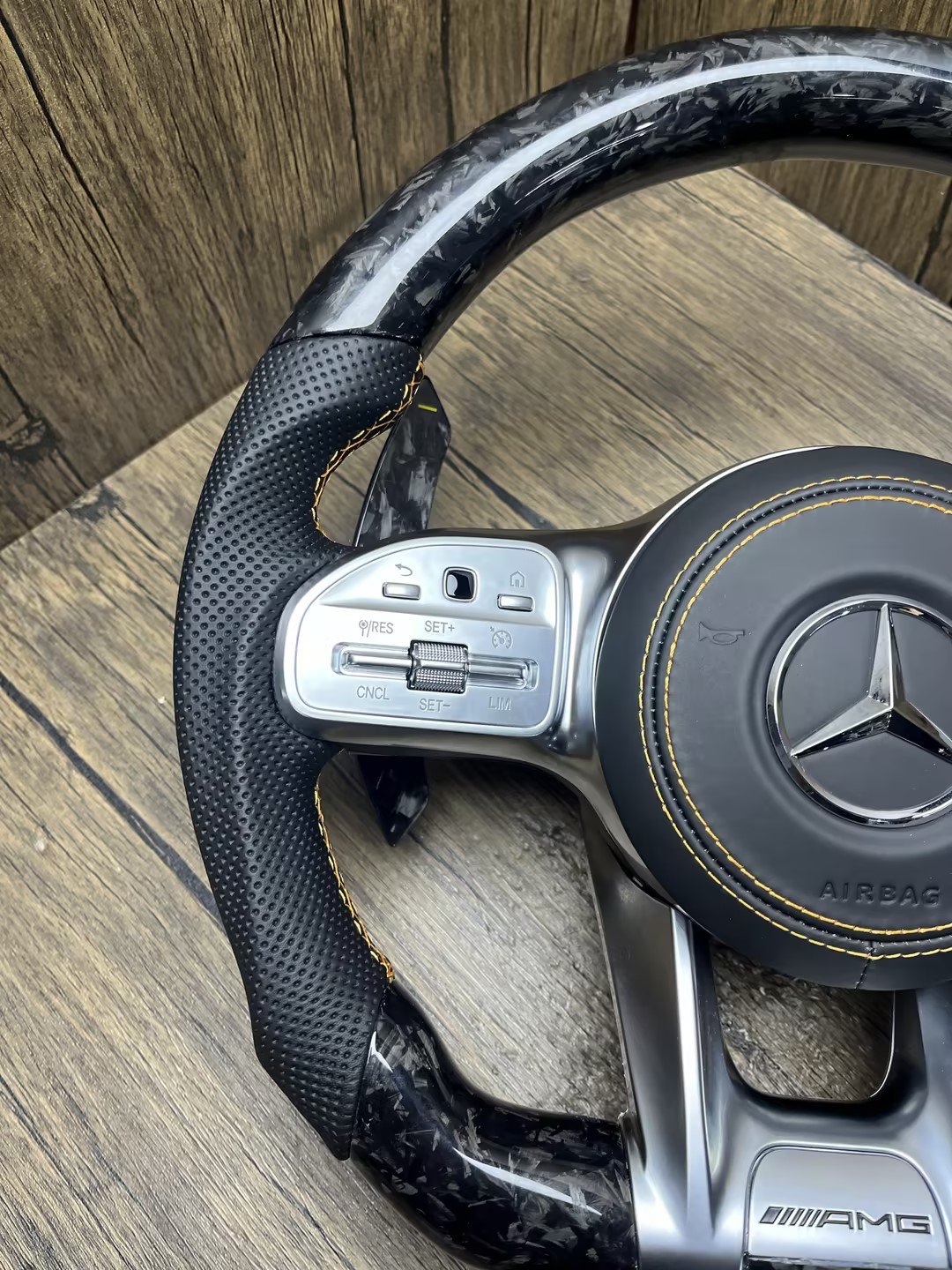 Modified LED Carbon Fiber Steering Wheel for benzs AMG GT With Perforated Leather Steering Wheel