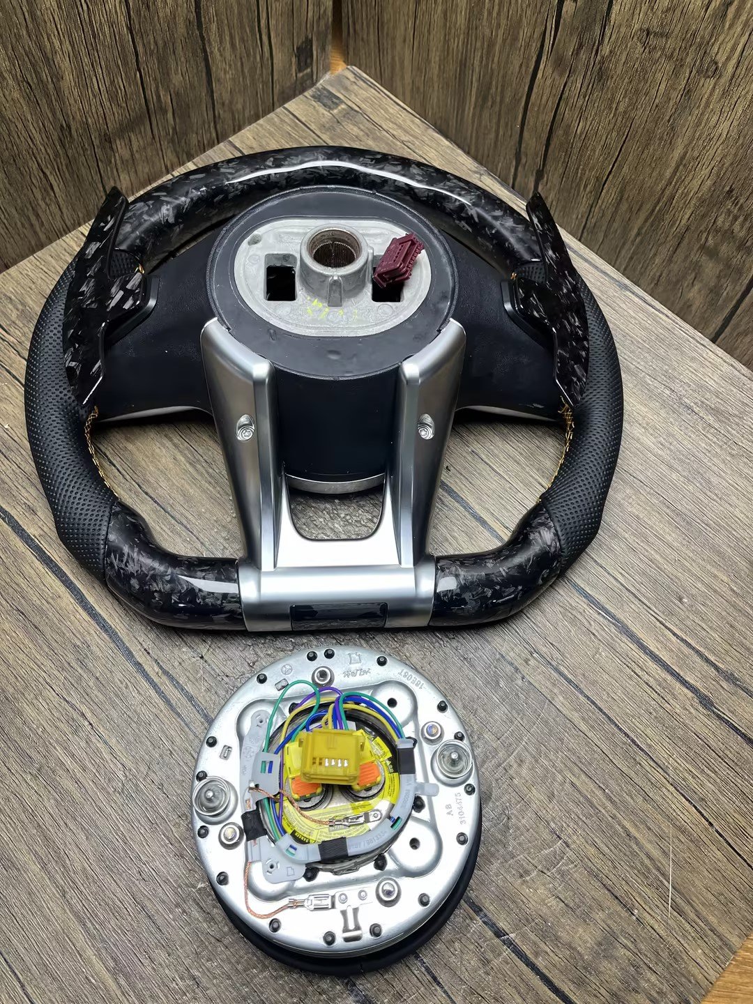 Modified LED Carbon Fiber Steering Wheel for benzs AMG GT With Perforated Leather Steering Wheel