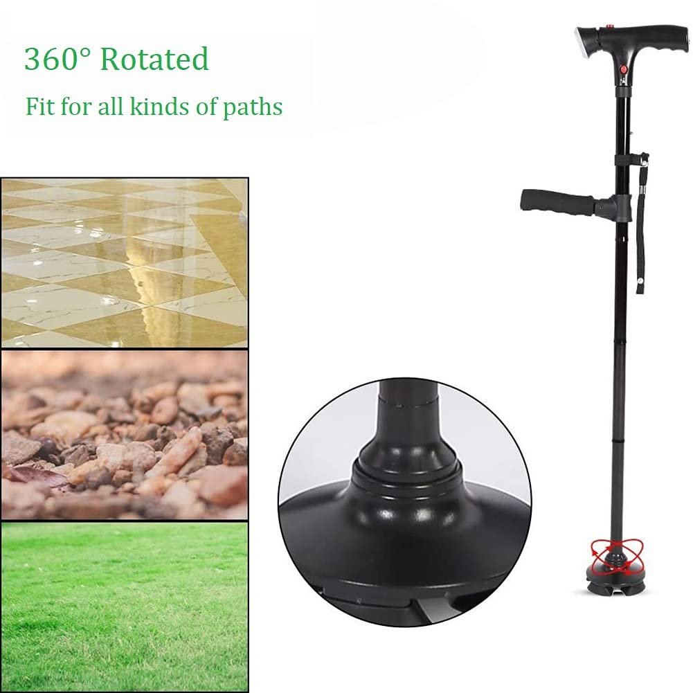 Adjustable Cane Flexible Walking Cane with LED Light Lightweight Aluminum Sturdy Portable Walking Stick