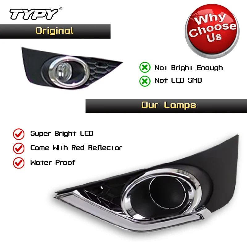 TYPY Led Daytime Running Lights Fog Head Lamp Cover Relay Waterproof Yellow Car Styling for Honda BRV BR-V 2015 2016 2017 2018 2