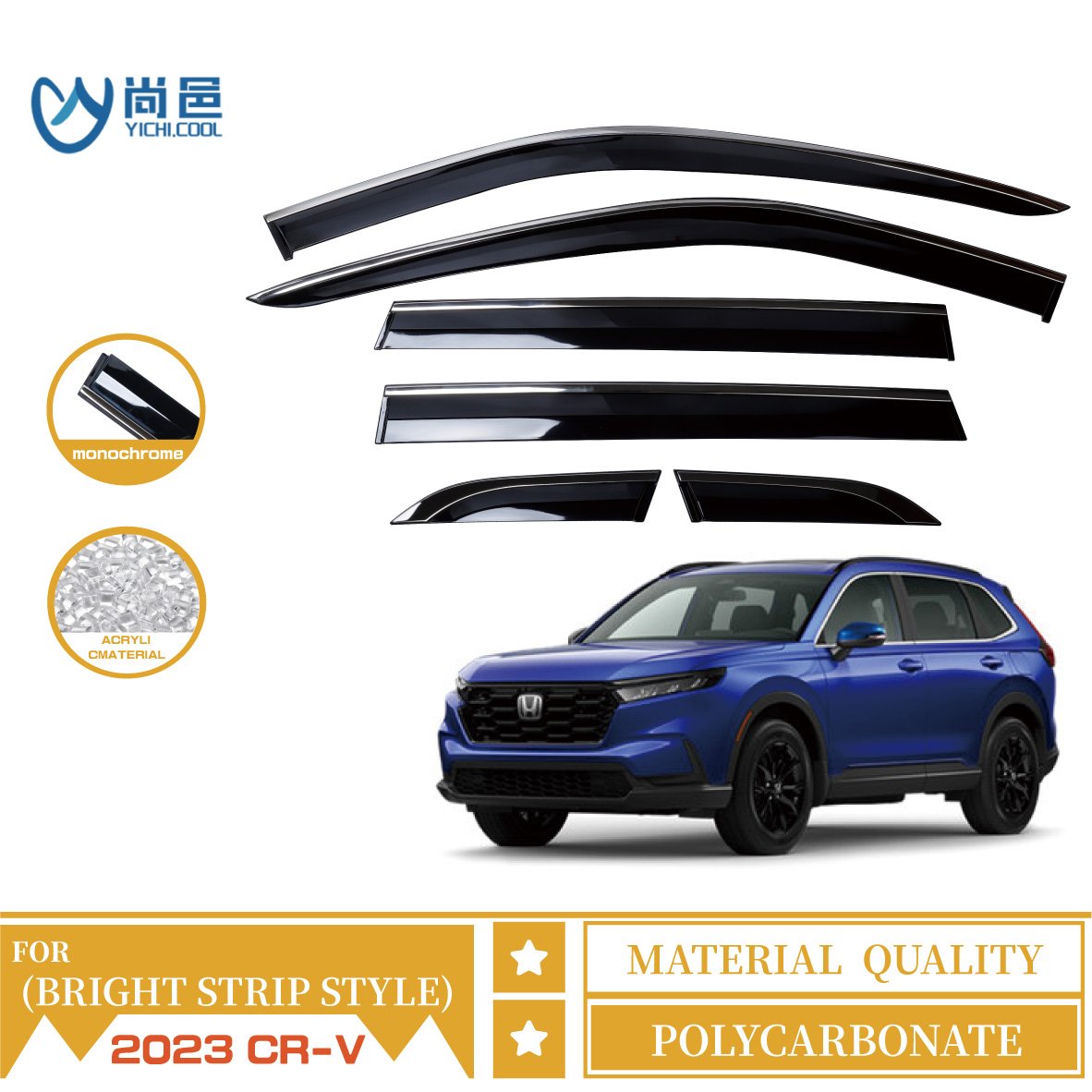 Factory Custom Car Rain Shield Black Vent Sun Shade Rain Guard Door Visors for Honda CRV 1997-2023 Side Window Visor