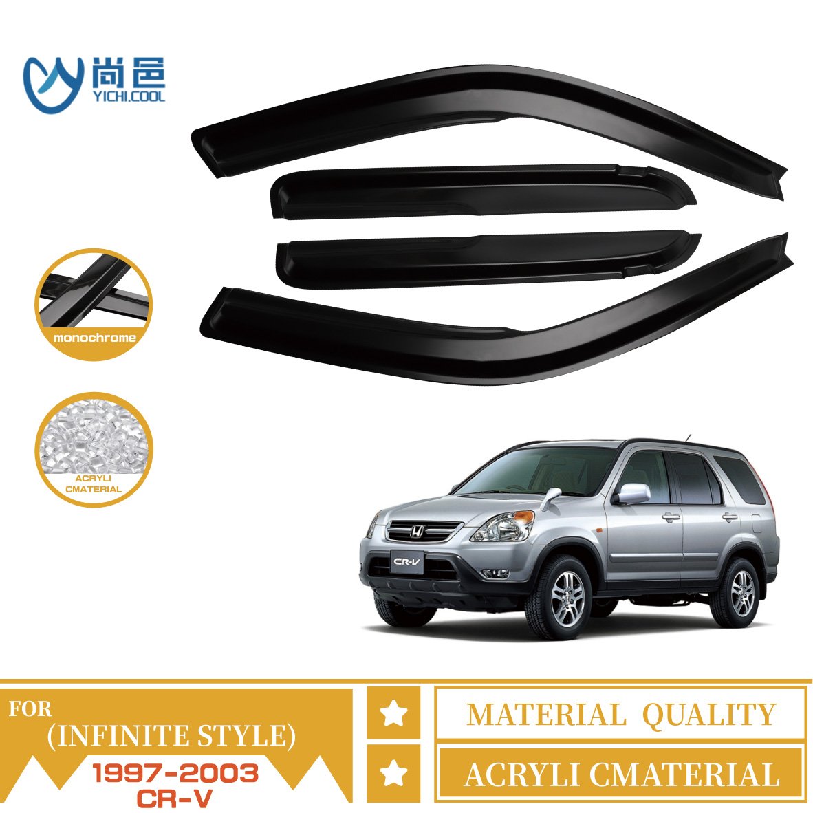 Factory Custom Car Rain Shield Black Vent Sun Shade Rain Guard Door Visors for Honda CRV 1997-2023 Side Window Visor