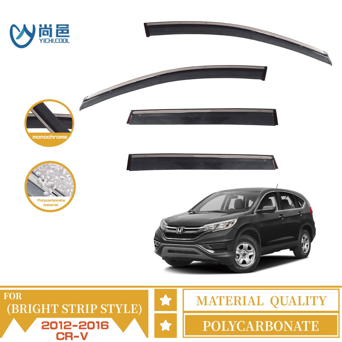 Factory Custom Car Rain Shield Black Vent Sun Shade Rain Guard Door Visors for Honda CRV 1997-2023 Side Window Visor
