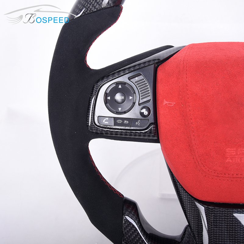 Newest Customized Red Stitching Carbon Fiber Racing Car Steering Wheel for Honda Civic