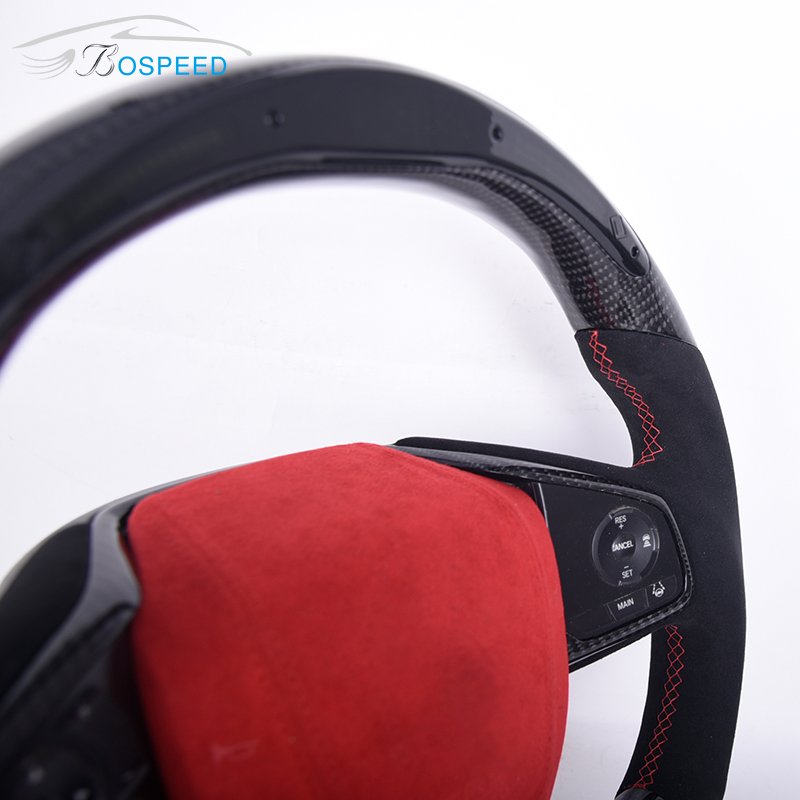Newest Customized Red Stitching Carbon Fiber Racing Car Steering Wheel for Honda Civic
