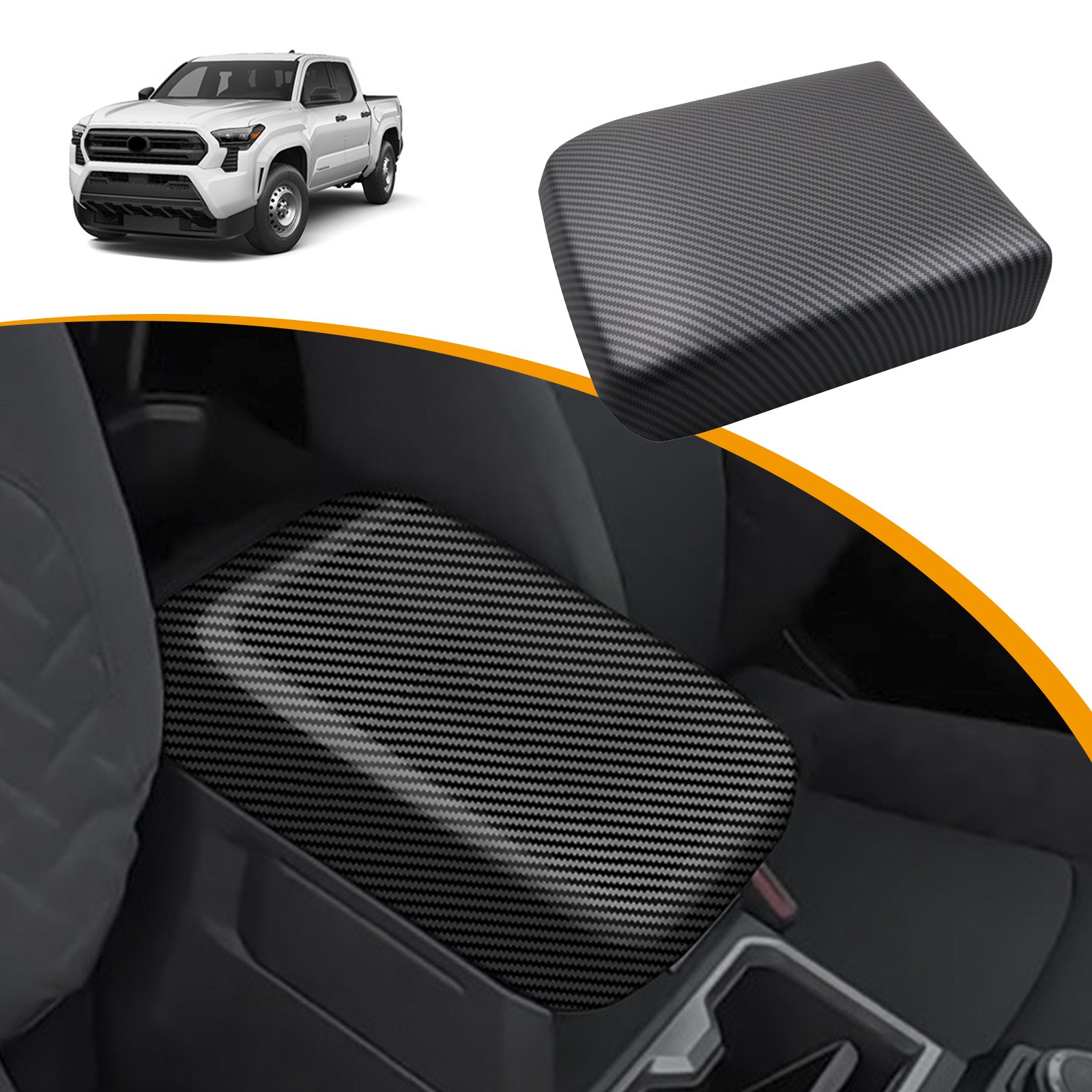 Newest ABS Carbon Fiber Matte Black Armrest Box Cover for Toyota Tacoma 2024 2025 Center Console Car Auto Parts
