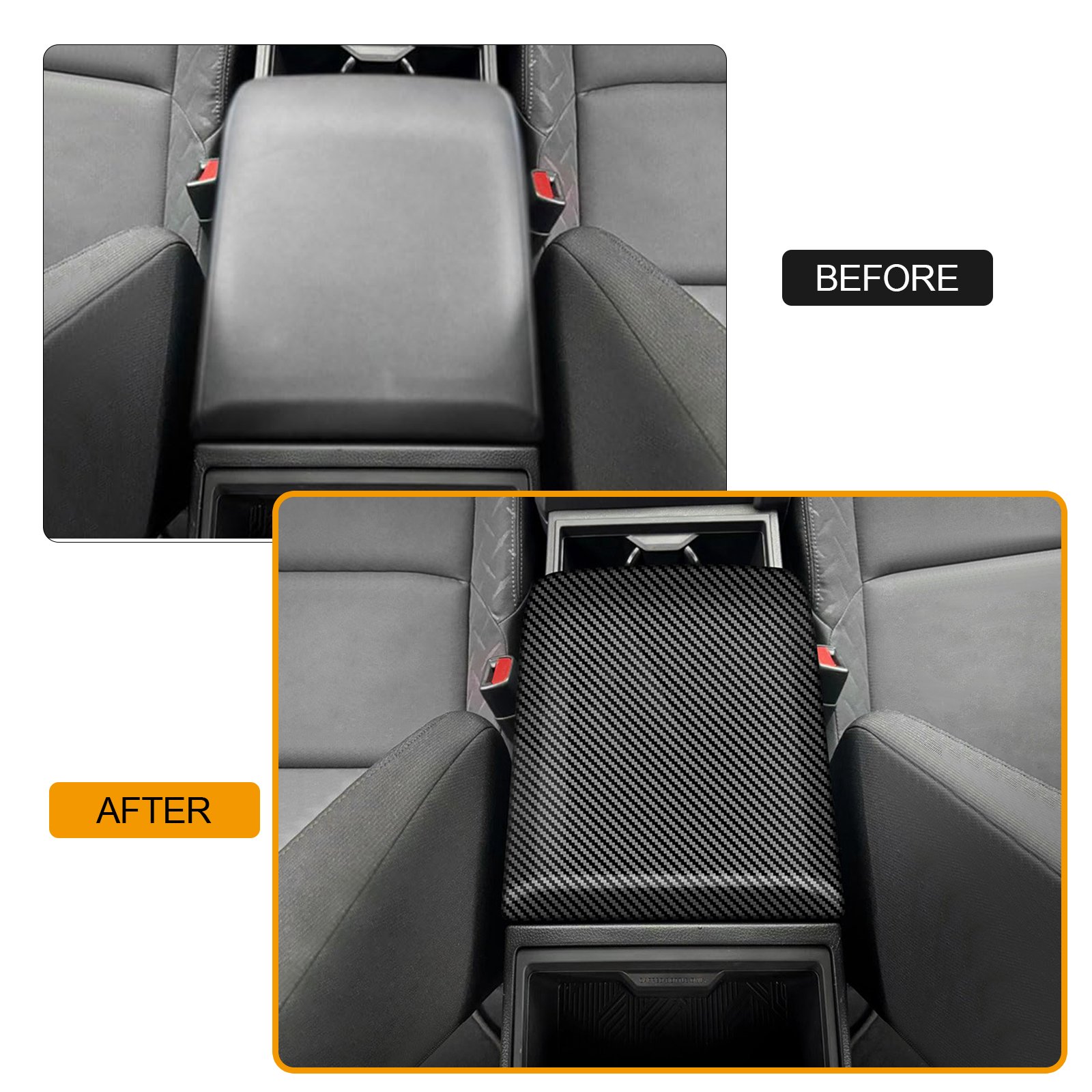 Newest ABS Carbon Fiber Matte Black Armrest Box Cover for Toyota Tacoma 2024 2025 Center Console Car Auto Parts