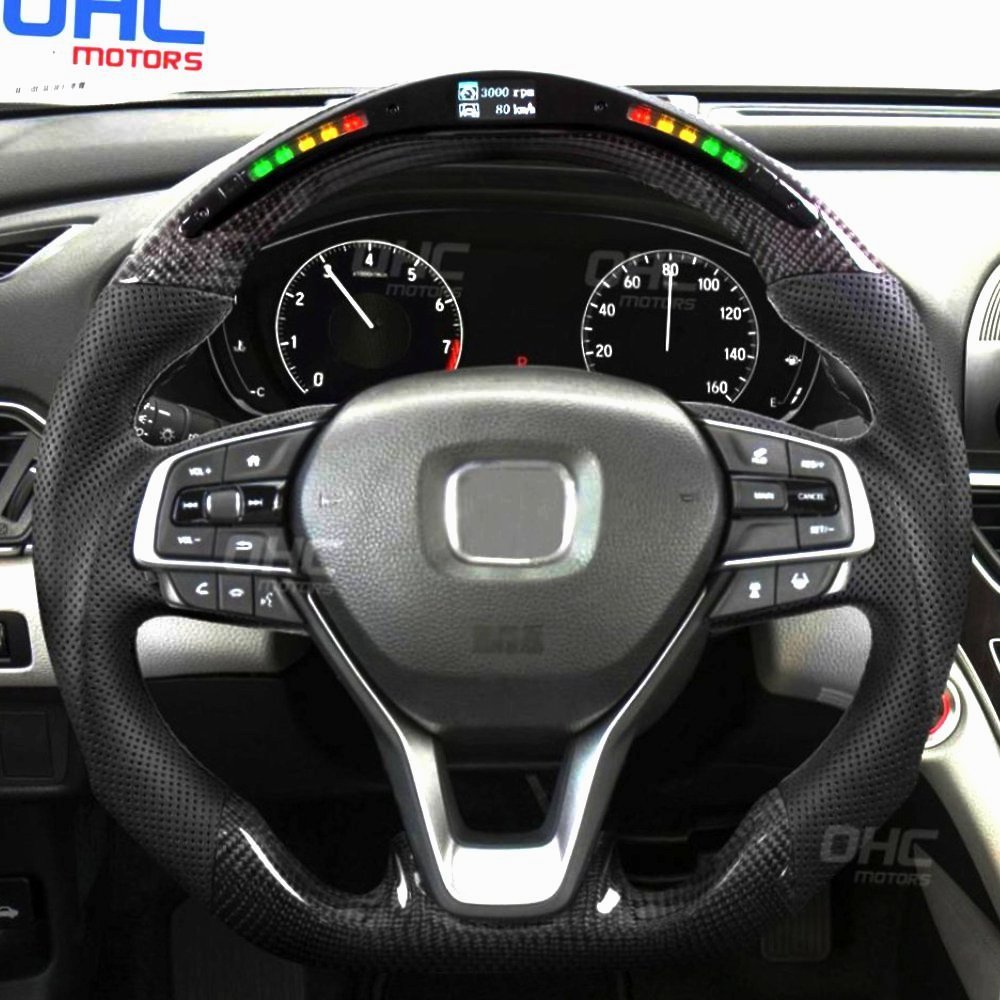 Customizable Real Carbon Fiber Steering Wheel fit for Honda Accord LED Steering Wheel ohc motors