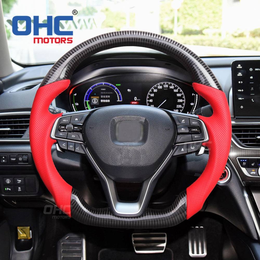 Customizable Real Carbon Fiber Steering Wheel fit for Honda Accord LED Steering Wheel ohc motors
