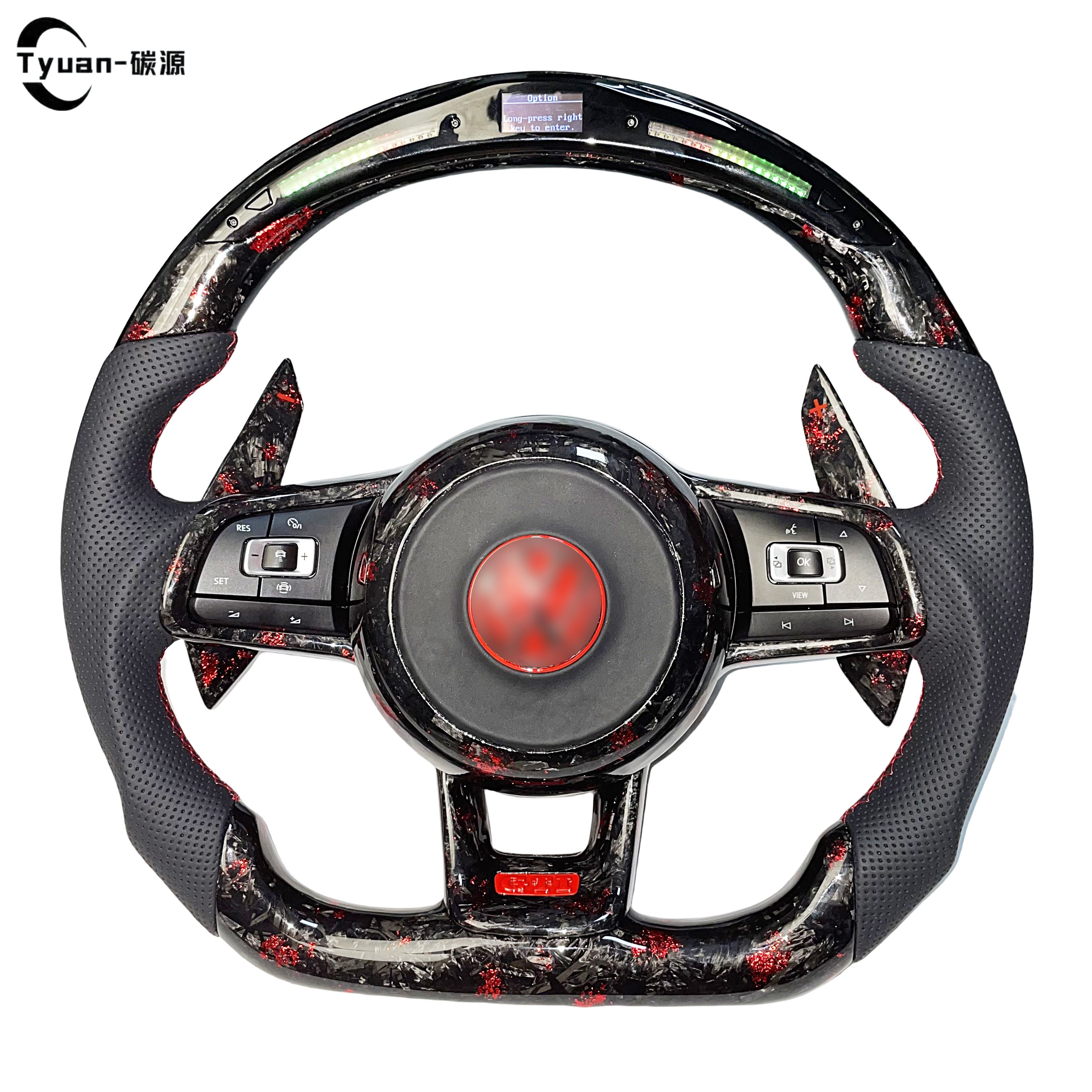 With Carbon Paddle Half Leather Carbon Fiber Steering Wheel for Volkswagen VW Polo Golf R 6 7 8 MK6 MK7 GTi Passat B7 B8 Jetta