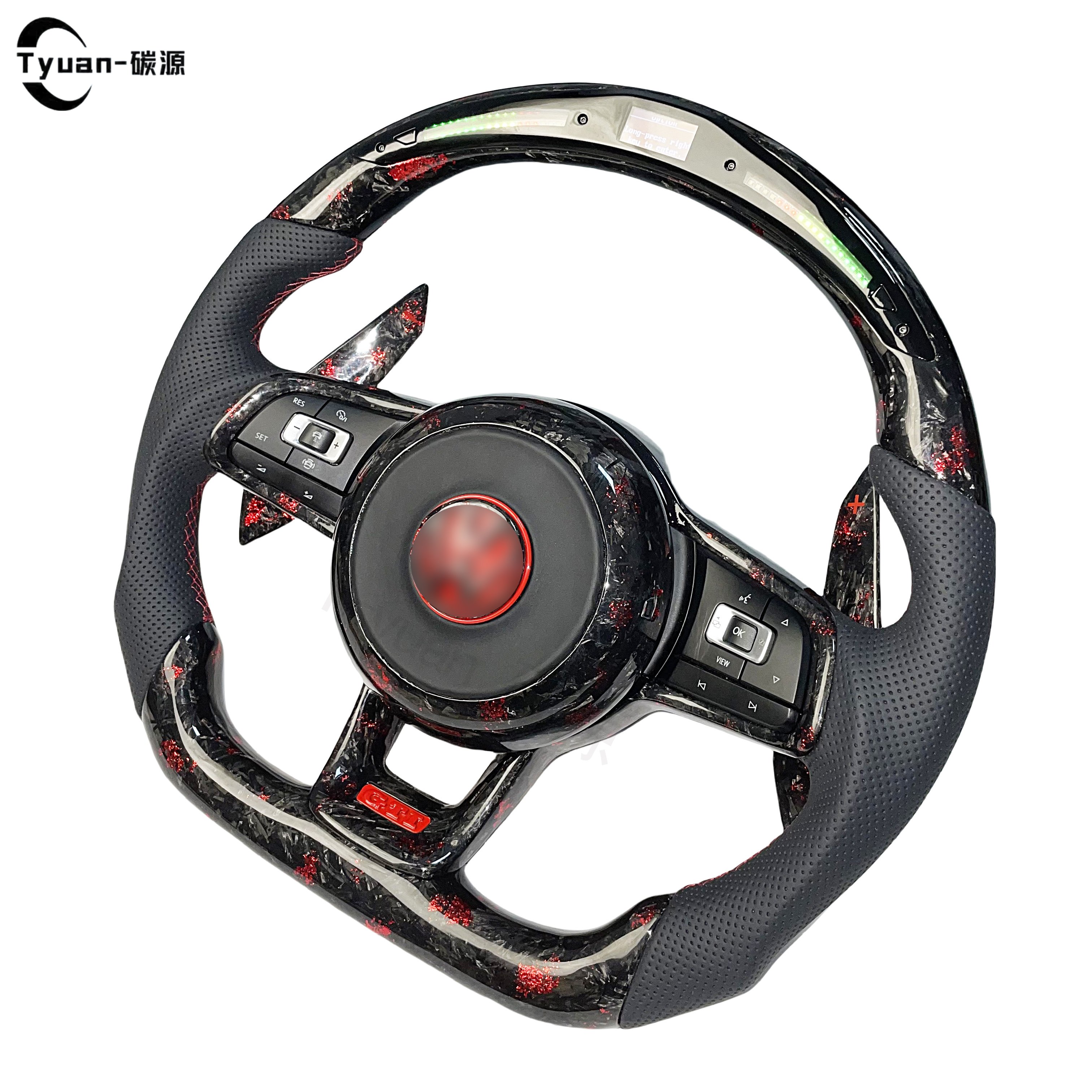 With Carbon Paddle Half Leather Carbon Fiber Steering Wheel for Volkswagen VW Polo Golf R 6 7 8 MK6 MK7 GTi Passat B7 B8 Jetta