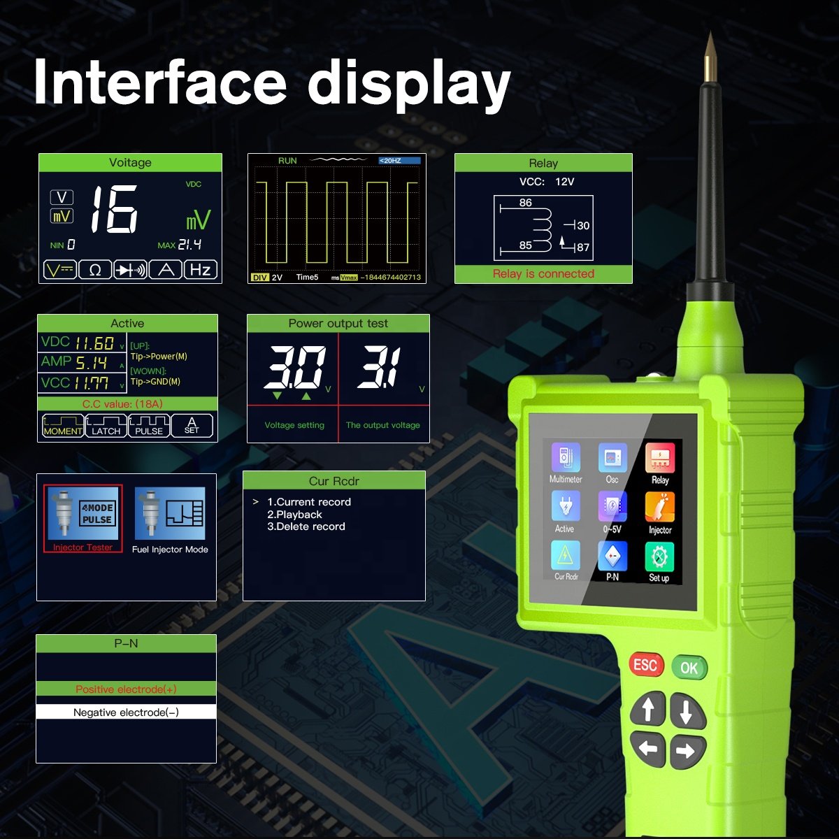 9-48V Power Probe Kit Smart Hook TopDiag P200 Pro Circuit Multimeter Tester Fuel Injector Relay Testing WithOscilloscope Mode