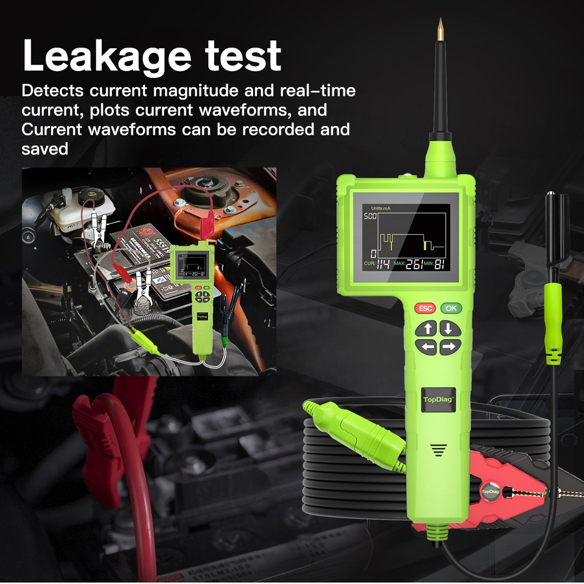 9-48V Power Probe Kit Smart Hook TopDiag P200 Pro Circuit Multimeter Tester Fuel Injector Relay Testing WithOscilloscope Mode
