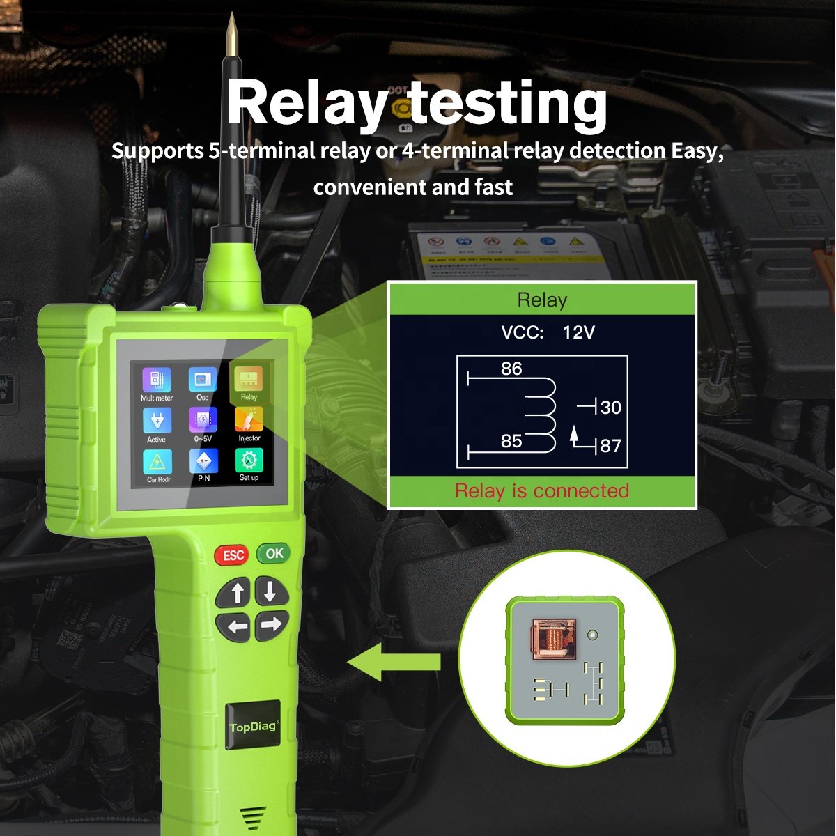 9-48V Power Probe Kit Smart Hook TopDiag P200 Pro Circuit Multimeter Tester Fuel Injector Relay Testing WithOscilloscope Mode