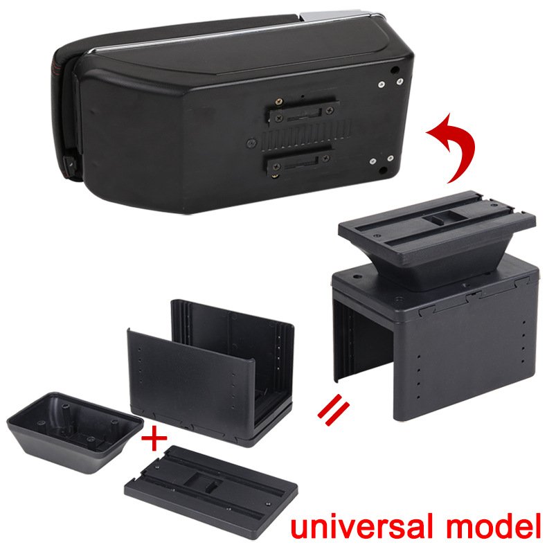 Center Console Organizer Car Armrest Single Double Layer Storage Box With USB Charger Car Accessories New Design Universal Black