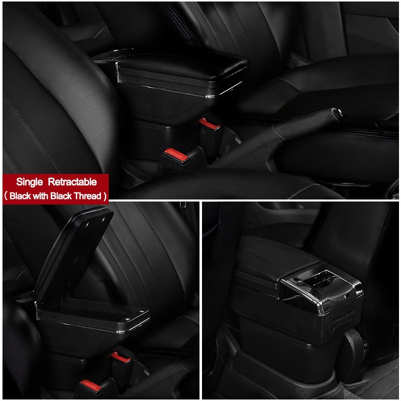 Center Console Organizer Car Armrest Single Double Layer Storage Box With USB Charger Car Accessories New Design Universal Black