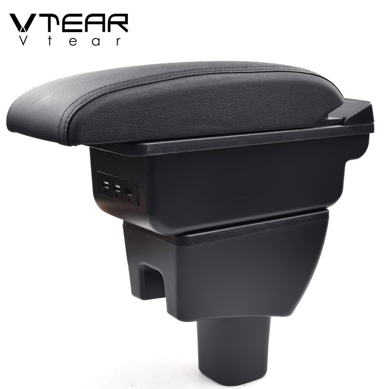 Vtear for Toyota Wigo Armrest Box USB Charging Heighten Double Layer Central Store Content Cup Holder Ashtray Accessories 15-20